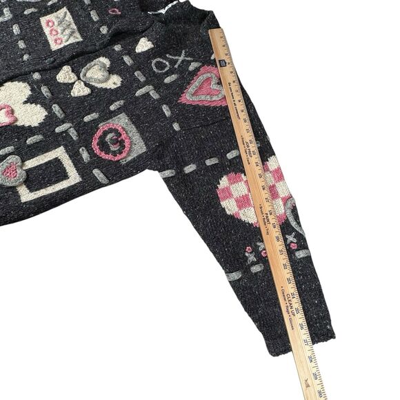 Vintage Wool Angora Blend Sweater Button Up Cardigan JK America Love Hearts XOXO - Picture 12 of 16